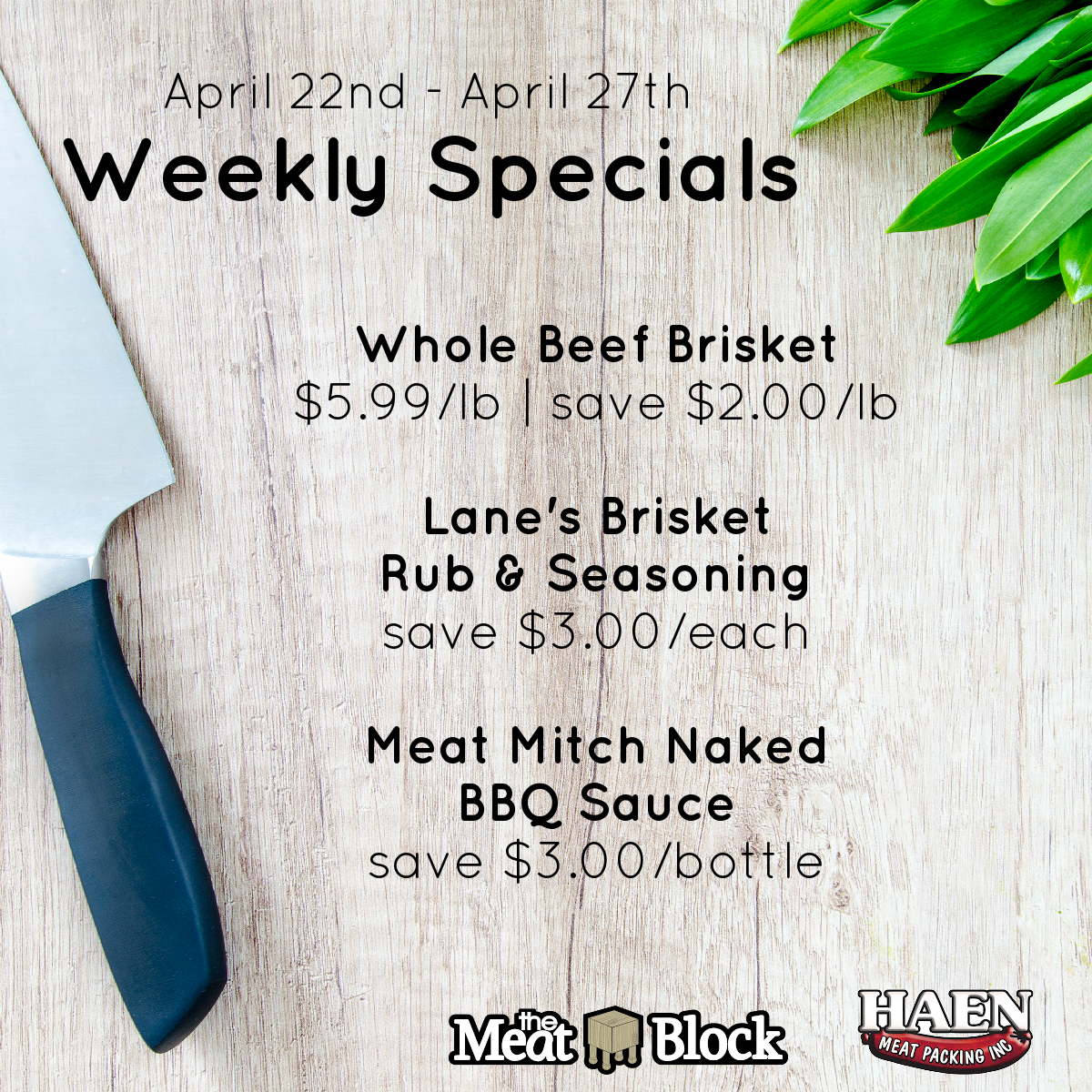 Weekly Specials | April 22nd – April 27th